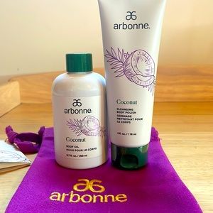NWT Arbonne Coconut Soft & Smooth Gift Set w/scrub & body oil.